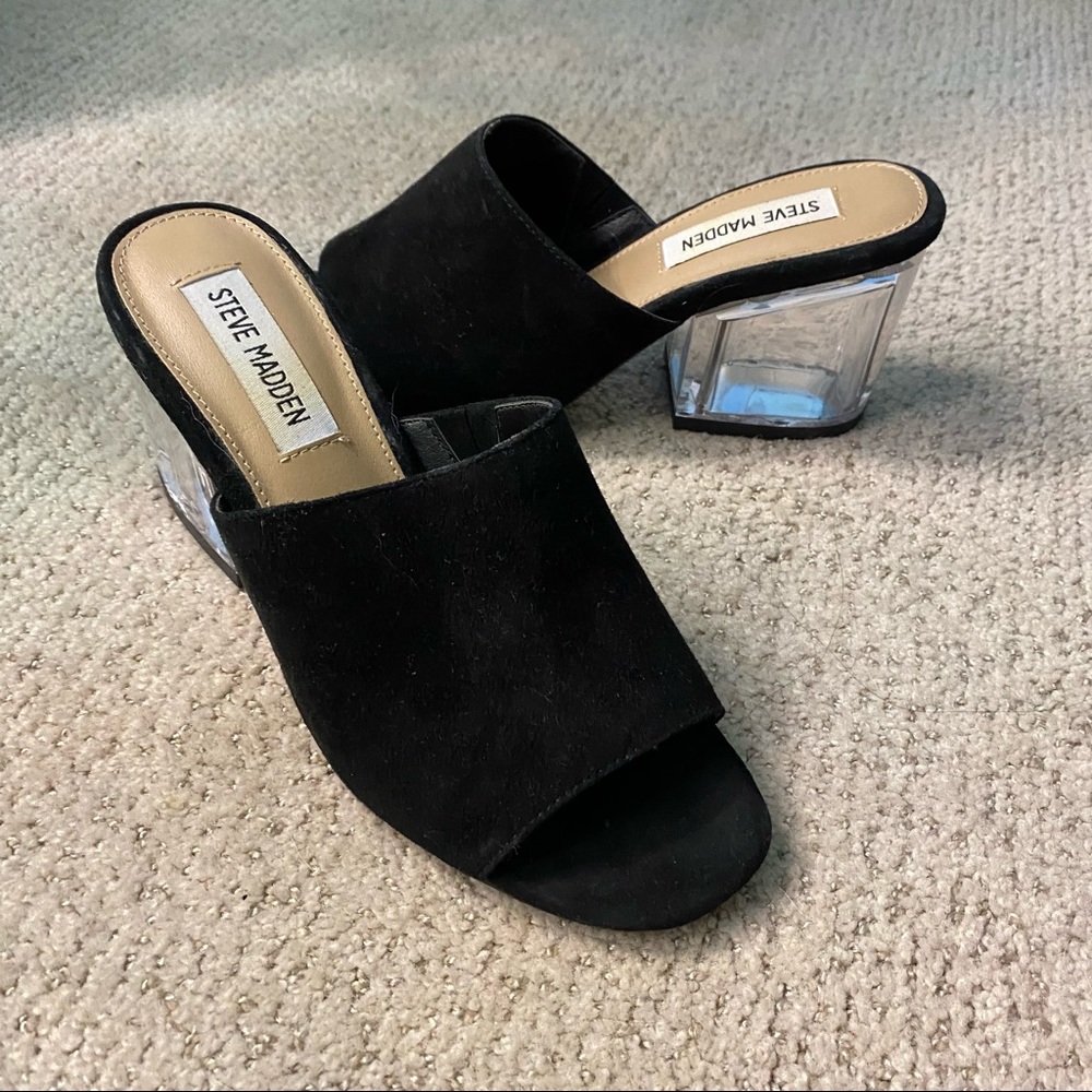 Steve Madden Dalis Black Suede Slides